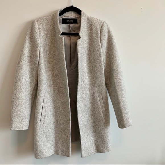 Zara Jackets & Blazers - ZARA Basic Faux Wool Grey Dad Coat Longer Length
